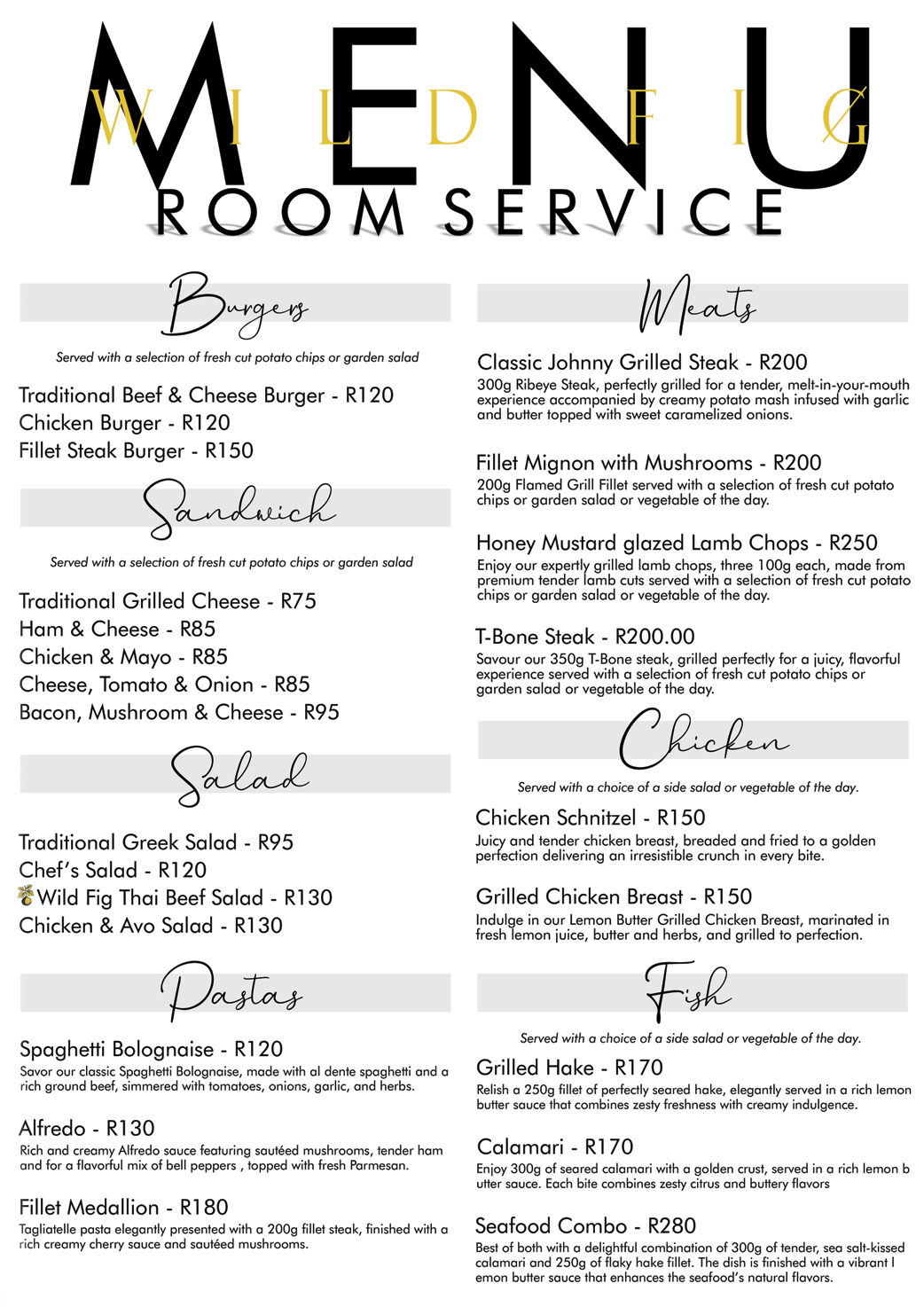 Manor Hills Wild Fig Menu
